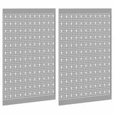 Tool Wall Panel 2 pcs Grey 100 x 1 x 80 cm Steel - Top-Down View