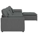Modular Sofa with Footstool and Cushions Dark Grey - Close-Up Angle