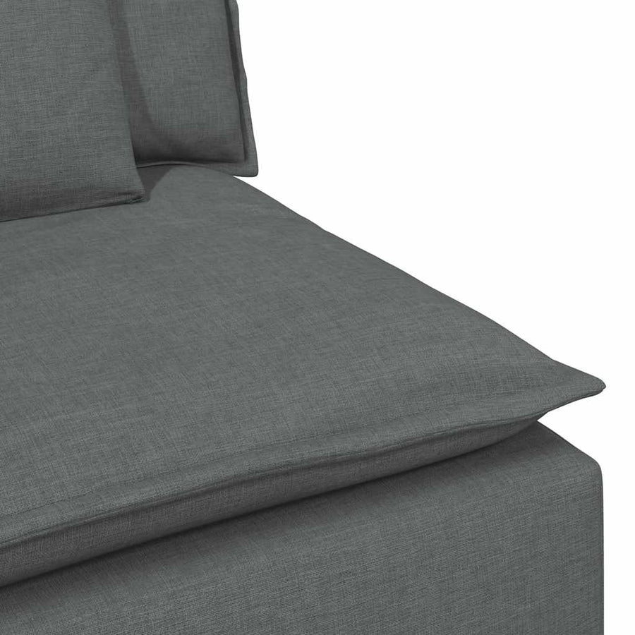 Modular Sofa with Footstool and Cushions Dark Grey
