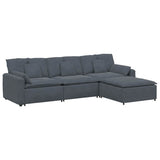 Modular Sofa with Footstool and Cushions Dark Grey - Front View