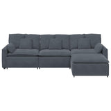 Modular Sofa with Footstool and Cushions Dark Grey - Rear View