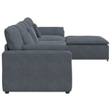 Modular Sofa with Footstool and Cushions Dark Grey - Close-Up Angle