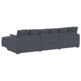 Modular Sofa with Footstool and Cushions Dark Grey - Low Angle