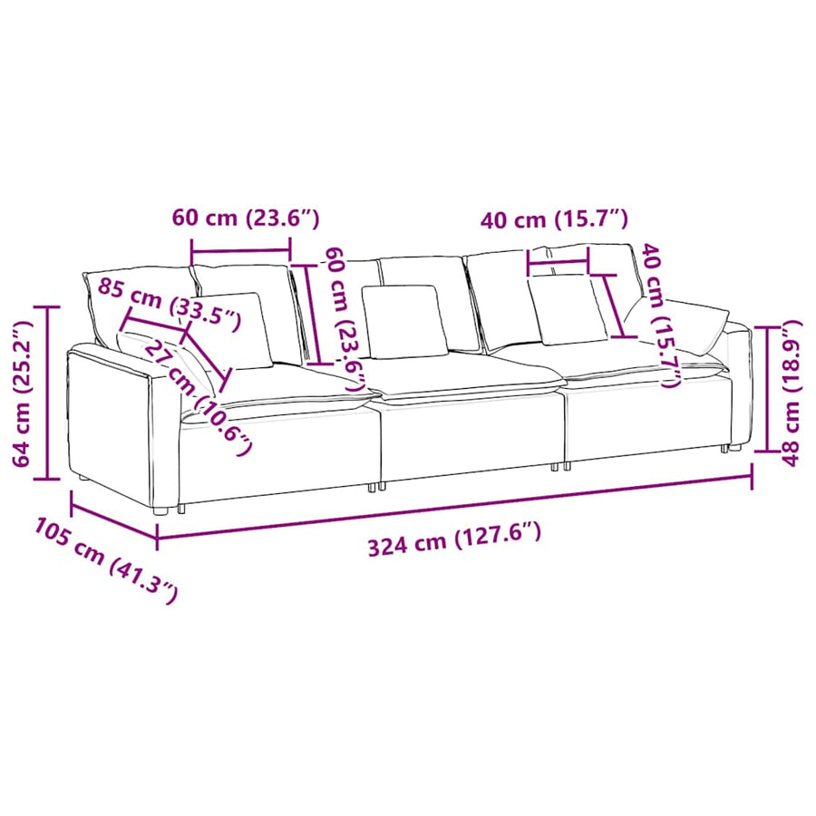 Modular Sofa with Cushions Dark Grey