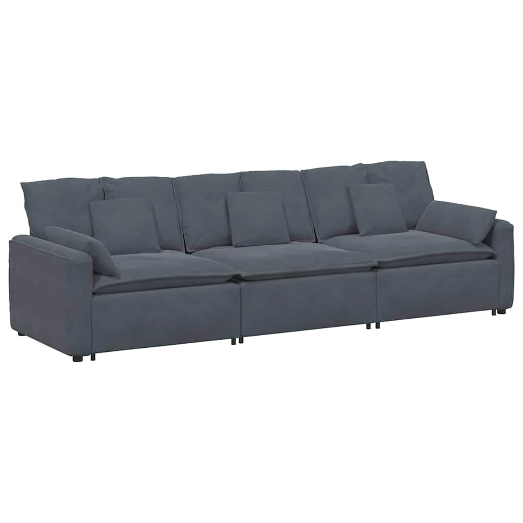 Modular Sofa with Cushions Dark Grey