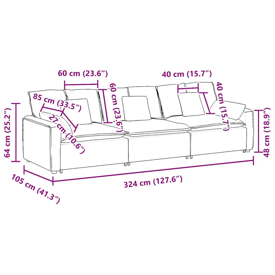 Modular Sofa with Cushions Dark Grey