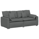 Modular Sofa with Cushions Dark Grey - Front View