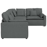 Modular Sofa with Cushions Fabric Dark Grey - Close-Up Angle