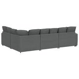 Modular Sofa with Cushions Fabric Dark Grey - Low Angle