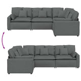 Modular Sofa with Cushions Fabric Dark Grey