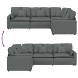 Modular Sofa with Cushions Fabric Dark Grey - Extra Image