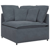 Modular Sofa with Cushions Velvet Dark Grey - 45-Degree Angle