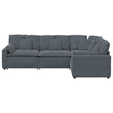Modular Sofa with Cushions Velvet Dark Grey - Rear View