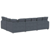 Modular Sofa with Cushions Velvet Dark Grey
