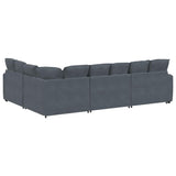Modular Sofa with Cushions Velvet Dark Grey - Low Angle