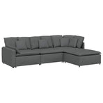 Modular Sofa with Footstool&Cushions Fabric Dark Grey