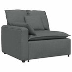 Modular Sofa with Footstool&Cushions Fabric Dark Grey