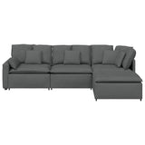 Modular Sofa with Footstool&Cushions Fabric Dark Grey - Close-Up Angle