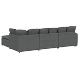 Modular Sofa with Footstool&Cushions Fabric Dark Grey - Extra Image