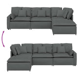 Modular Sofa with Footstool&Cushions Fabric Dark Grey - Extra Image