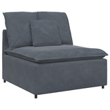 Modular Sofa with Footstool&Cushions Velvet Dark Grey - Top-Down View