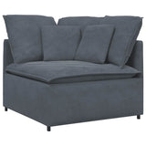 Modular Sofa with Footstool&Cushions Velvet Dark Grey - 45-Degree Angle