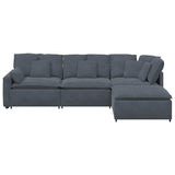 Modular Sofa with Footstool&Cushions Velvet Dark Grey - Close-Up Angle
