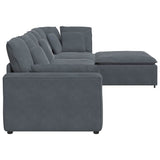 Modular Sofa with Footstool&Cushions Velvet Dark Grey - Low Angle