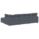 Modular Sofa with Footstool&Cushions Velvet Dark Grey - Extra Image