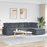 Modular Sofa with Footstool&Cushions Velvet Dark Grey
