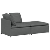 Modular Sofa with Footstool&Cushions Fabric Dark Grey - Front View