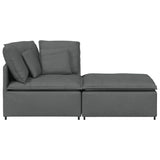 Modular Sofa with Footstool&Cushions Fabric Dark Grey