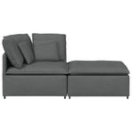 Modular Sofa with Footstool&Cushions Fabric Dark Grey