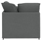 Modular Sofa with Footstool&Cushions Fabric Dark Grey - Rear View