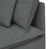 Modular Sofa with Footstool&Cushions Fabric Dark Grey - Extra Image