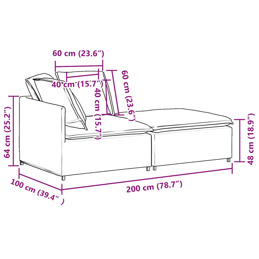 Modular Sofa with Footstool&Cushions Fabric Dark Grey