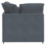 Modular Sofa with Footstool&Cushions Velvet Dark Grey - Rear View