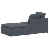 Modular Sofa with Footstool&Cushions Velvet Dark Grey - Close-Up Angle