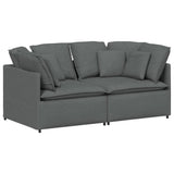 Modular Sofa with Cushions Fabric Dark Grey - Front View