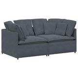 Modular Sofa with Cushions Velvet Dark Grey - Front View