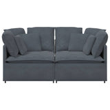 Modular Sofa with Cushions Velvet Dark Grey - Top-Down View