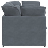 Modular Sofa with Cushions Velvet Dark Grey - 45-Degree Angle