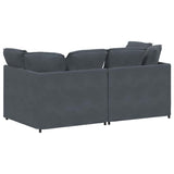 Modular Sofa with Cushions Velvet Dark Grey - Rear View