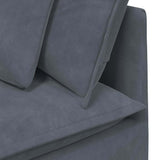 Modular Sofa with Cushions Velvet Dark Grey - Close-Up Angle