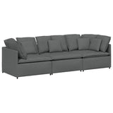 Modular Sofa with Cushions Fabric Dark Grey - Front View