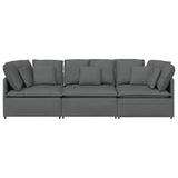 Modular Sofa with Cushions Fabric Dark Grey - 45-Degree Angle