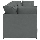 Modular Sofa with Cushions Fabric Dark Grey - Rear View