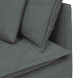 Modular Sofa with Cushions Fabric Dark Grey - Low Angle