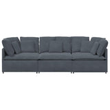 Modular Sofa with Cushions Velvet Dark Grey - 45-Degree Angle