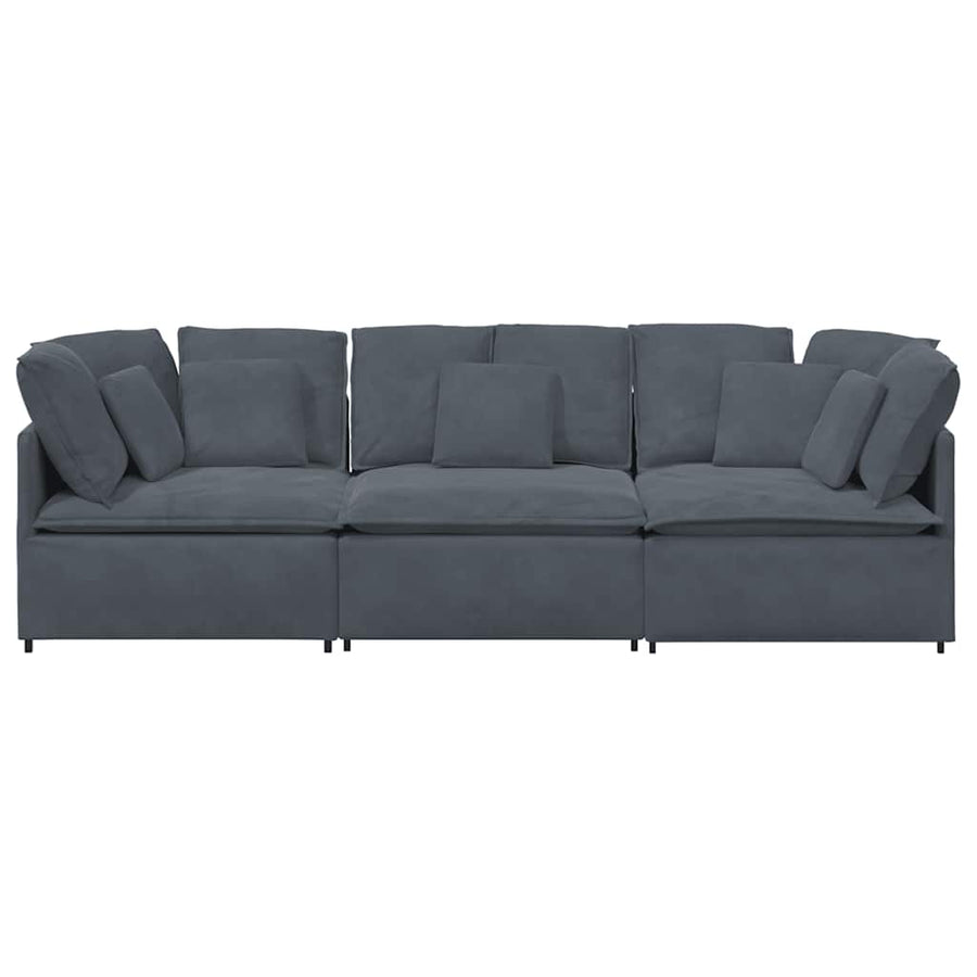Modular Sofa with Cushions Velvet Dark Grey